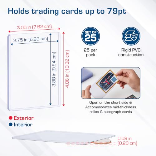 BCW 79 Pt Thick Card Topload Holders for Relic Cards, Clear PVC, 25 Count - color: 79 Pt. / 2 Mm