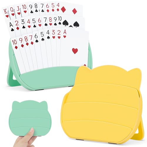 Card Holders for Playing Cards, 2 Pack Playing Card Holder (Green & Yellow) - color: Green & Yellow