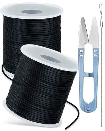 FIVEIZERO 2 Rolls 1.5mm Black Elastic Bracelet String, 330 Ft - size: 1.5MM, style: Black