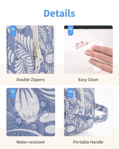 Narwey Clear Toiletry Bag for Women, Clear Cosmetic Makeup Bag for Travel - color: Blue Leaf