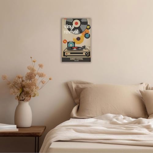 Vintage Japanese Records Poster Retro Music Records Canvas Wall Art Modern Mid Century Vinyl Lover Aesthetic Prints Painting For Home Bedroom Dorm Living Room Wall Decor 12x16in Framed - color: Multi 04 WFramed, size: 12"L x 16"W