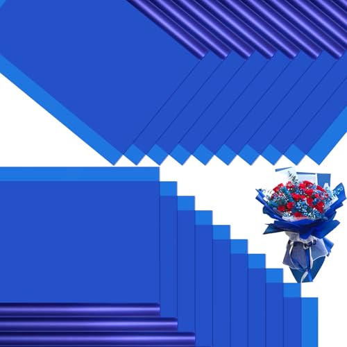 CCIJESW 20 Sheets Flower Bouquet Wrapping Paper Pure Dark Blue - color: 005-Slightly Transparent Blue