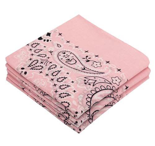 Every-ville Cotton Bandana Handkerchief for Men & Women, 3 Pack - color: Light Hot Pink