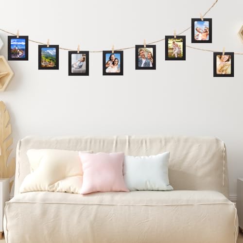 30Pcs 3x4Inch Black Paper Photo Frames with String & Clips - color: Black, size: 3x4inch