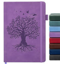 Lined Journal Notebook for Women Men, A5 Hardcover Leather Journals - color: A-Tree-Purple, size: 1 Pack-A5（5.8"×8.3"）