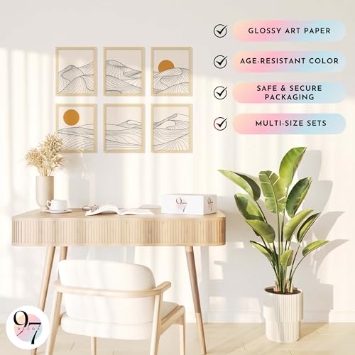 97 Decor Japandi Wall Art, Mountain Line Art, 6 Pcs 8x10 Unframed - color: Japandi Poster