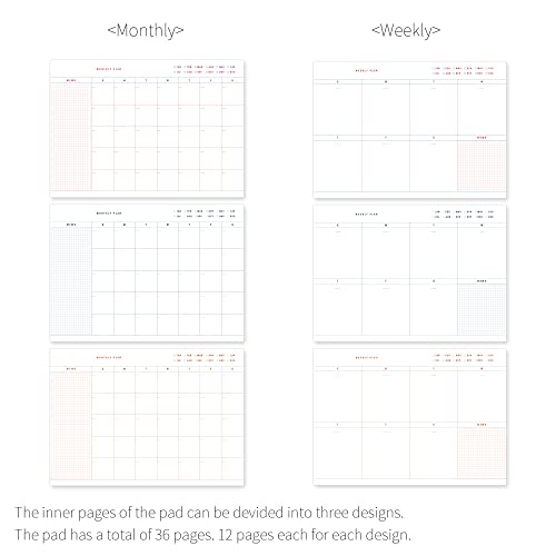 Monolike Basic B5 Monthly + Weekly Planner pad, A SET - Academic Planner, Weekly & Monthly Planner, To-do list, Note pad, Scheduler - color: B5 Basic, A
