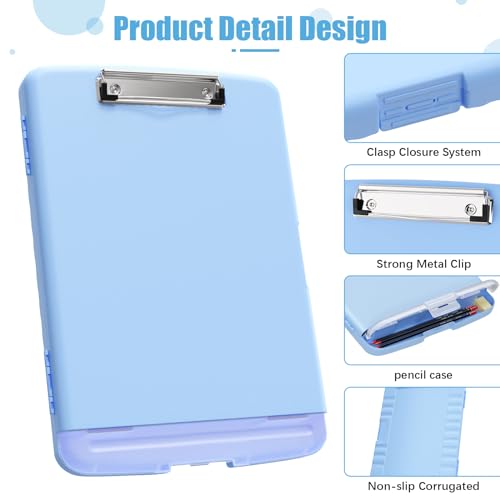 Hongri Clipboard with Storage with Pencil Case, 8.5 x 11 Storage Clip Board - color: Blue