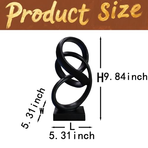 10" Modern Abstract Ribbon Decorative Sculpture, Knot Sculptures,Home Decor,Coffee Table Statues,Dining Living Room Desk Decor（Black） - color: 10" Black