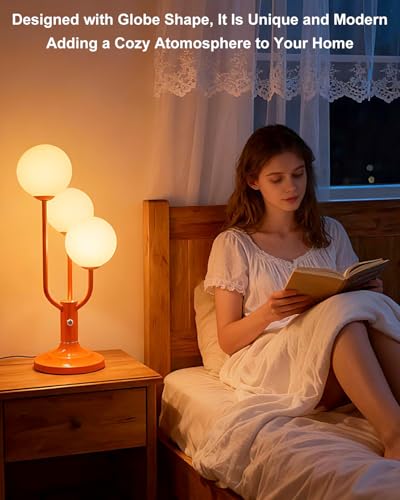 Lightdot Vintage Orange Table Lamp Dimmable Globe Lamp G9 3 Bulbs Included - color: 02-Orange-Globe-3U