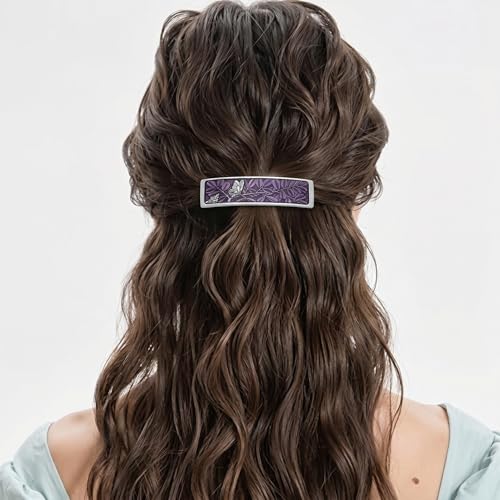 DANFORTH Butterfly & Bee Purple Barrette | Pewter Handcrafted in USA - color: Purple