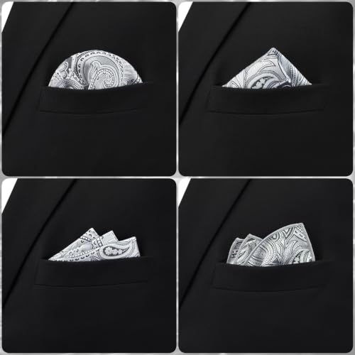S&W SHLAX&WING Mens Pocket Square Paisley Multicolor Large for Business Wedding - color: Kh7