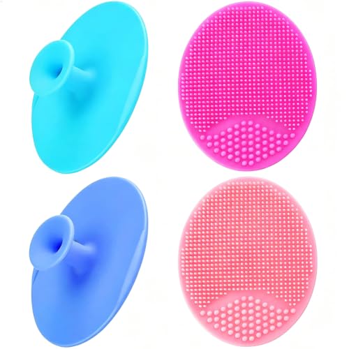 Silicone Facial Cleansing Brush - 4 Pack Face Scrubber & Exfoliator for Deep Cleaning, Soft Brush, Blackhead & Acne Pore Care