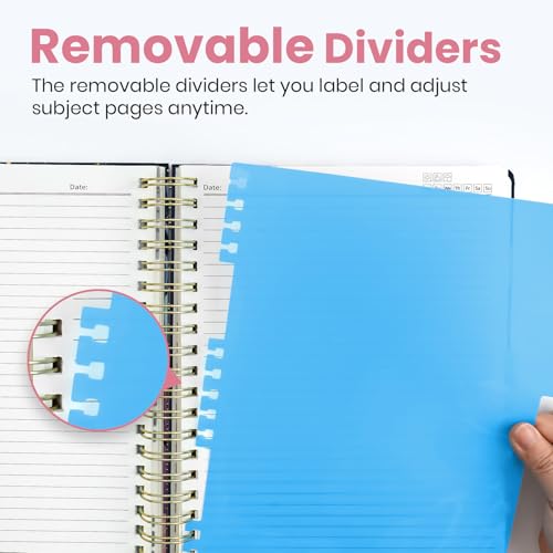 Taja Cute Large Spiral Lined Notebook for Work with 5 Removable Dividers - color: T-Jellyfish