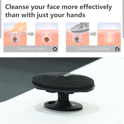 Silicone Face Scrubber 2 Pack, BEAUTAIL Manual Facial Cleansing Brush - color: Black+starlight