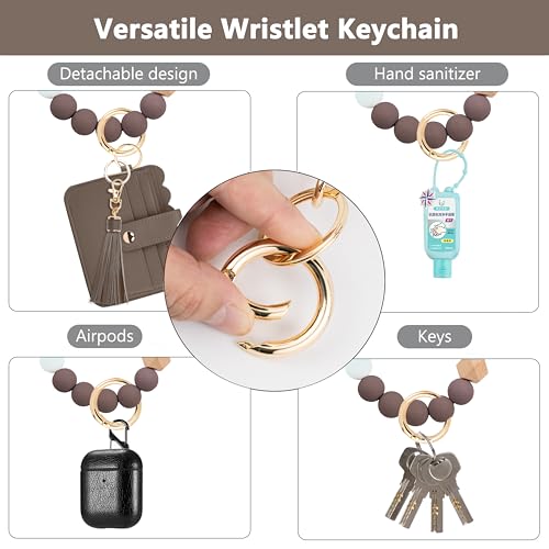 Wristlet Wallet for Women with Keychain – RFID Card Holder Small Wallet Wristlet with Key Ring - color: Cement grey, style: Classic