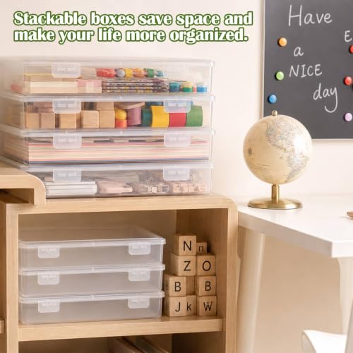 Jetec 6 Pieces Small Clear Plastic Storage Box,13.3 X 9.3 X 2 Inch - size: 13.3 x 9.3 x 2 Inch