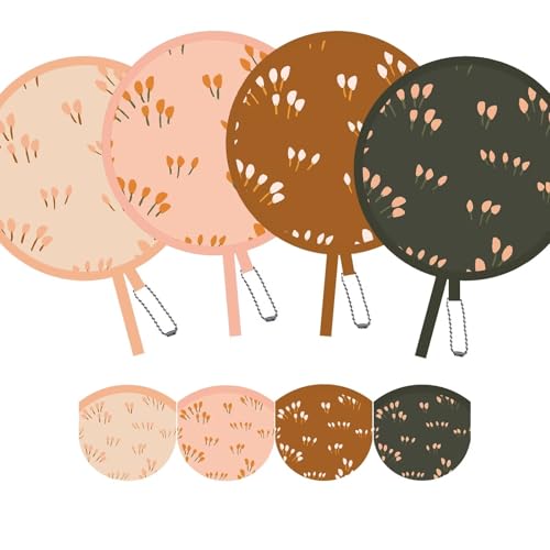 4 Pack Refreshing Style Japanese Foldable Hand Fans, Versatile Round Handheld Fans for Travel, Events, Indoor, and Outdoor Use (Breezy Summer) - style: Fresh & Light