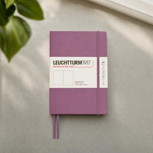 LEUCHTTURM1917 - Notebook Hardcover Medium A5-251 Numbered Pages for Writing and Journaling - Thinking Ahead (Plain Paper, Dusty Rose) - color: Dusty Rose, style: Minimalist