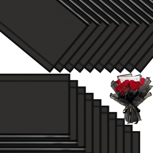 CCIJESW 20 Sheets Flower Bouquet Wrapping Paper Black - color: 031-Transparent Black