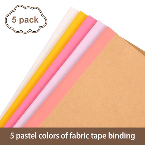 EOOUT 5 Pack A5 Composition Notebook, Kraft Lined Journal Bulk with Pink Spine, 5 Colors, 60 Pages for Women Girls Kids, School Office Supplies - color: Pink, style: Lined-5pack