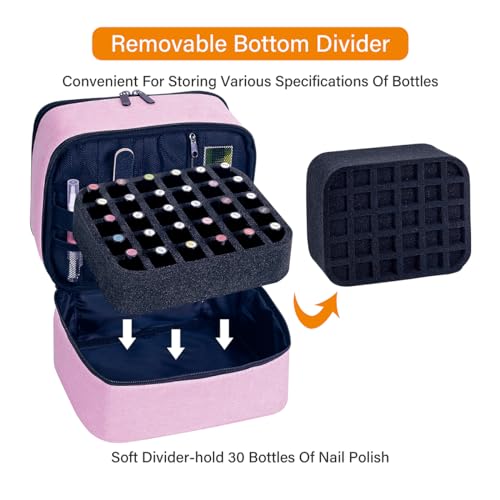Nail Polish Organizer Holds 30 Bottles (15 ml/0.5 floz),Pink - color: Pink