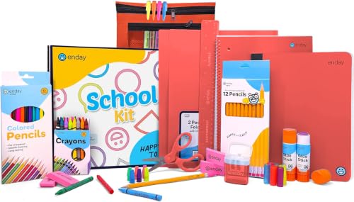 Enday Back to School Supplies for Kids, School Supply Box Grades K-5 (Red, 1 Kit) - color: Red, size: 1 Kit