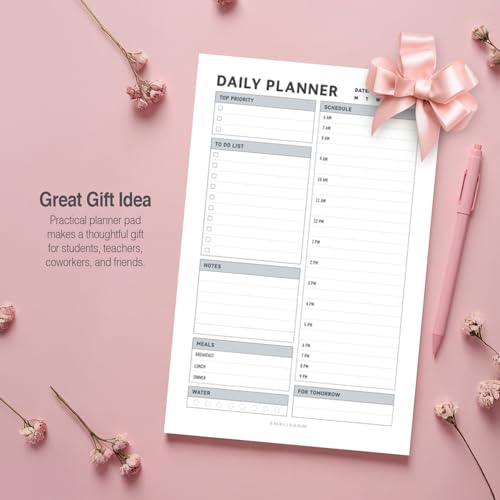Daily Planner Notepad, 5.5 x 8.5" Tear-Off Pad – 70 Undated Sheets Focus-Enhancing Desktop Organizer with Hourly Schedule, To-Do List for Work, School (White, Checkbox, 2 Pack) - size: Checkbox, 2 Pack