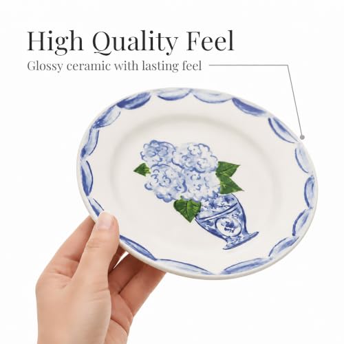 Mud Pie Ceramic Hydrangea Tidbit Plate - color: Blue