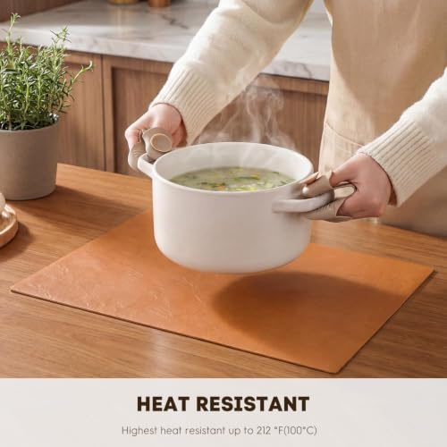 Artoid Mode Rust Faux Leather Placemats Set of 4 - color: Rust, size: 12" x 18", Rectangular Set of 4