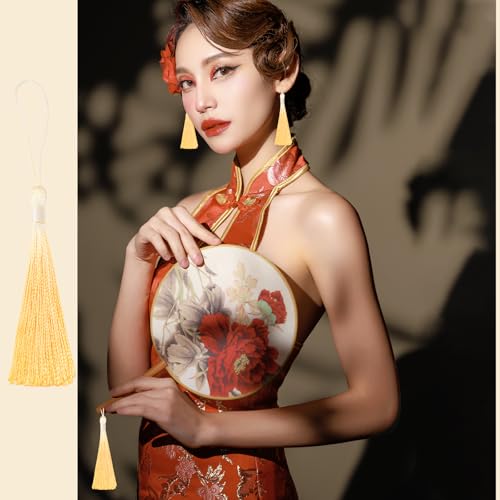 50Pcs 5 Inch Bulk Bookmark Tassel Kit for Graduation, Keychain(BeigeYellow) - color: Beige&yellow