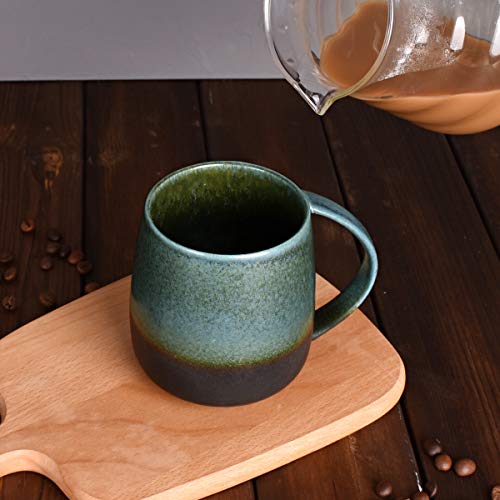 Bosmarlin Matte Ceramic Coffee Mug, Tea Cup for Office and Home, 13 oz, Dishwasher and Microwave Safe, 1 Pack (Forest night) - color: Forest night