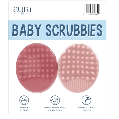 S&T INC. Cradle Cap Brush for Baby, 2 Pack, 2" x 2.5", Pink