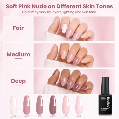 Beetles Nude Pink Gel Polish Set 6 Colors Fall Gel Nail Polish Set - color: A - Creme | Cozy Palette