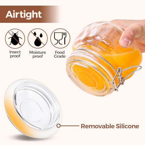 ComSaf Square Small 17 oz Glass Jars with Airtight Lids 6 Pack Wide Mouth - size: 17 fl oz x 6