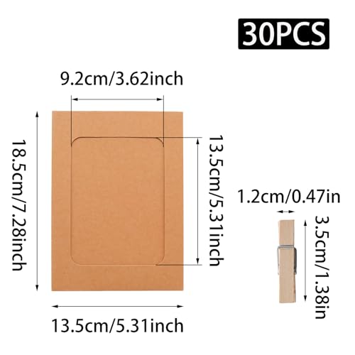 30Pcs 5x7Inch 3colors Paper Photo Frames with String & Clips - color: 3 colors, size: 5x7inch