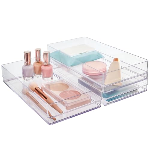 STORi SimpleSort 3-Piece Stackable Clear Drawer Organizer, 12" x 6" x 2" - size: 12x6x2"