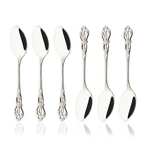 6.7 Inch Dessert Spoons, Yogurt Spoons, Coffee Spoons, Espresso Spoons, Ice Cream Spoons, Premium Food Grade Stainless Steel Metal Spoons, Mirror Finish, Set of 6 - size: Dessert Spoon 6 Pieces