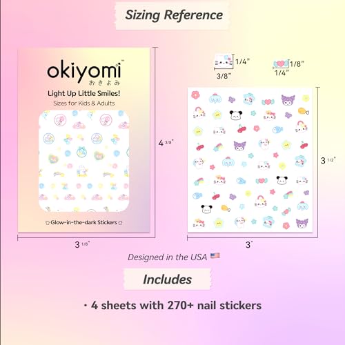 Okiyomi Kawaii Cat Nail Stickers for Kids, 3D, 4 Sheets, 274 Decals - color: 5d Hello Kt