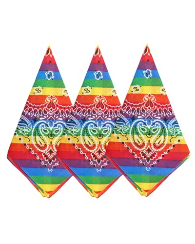Bycc Bynn Large Soft Cotton Bandanas Pack for Men & Women 22 x 22 inches - color: S- 3 Pack-rainbow