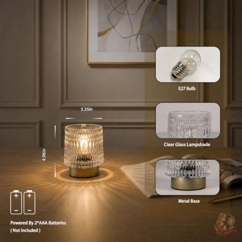 MJ PREMIER Battery Operated Lamp,Small Cordless Lamp with Timer, Clear-04 - color: Clear-04