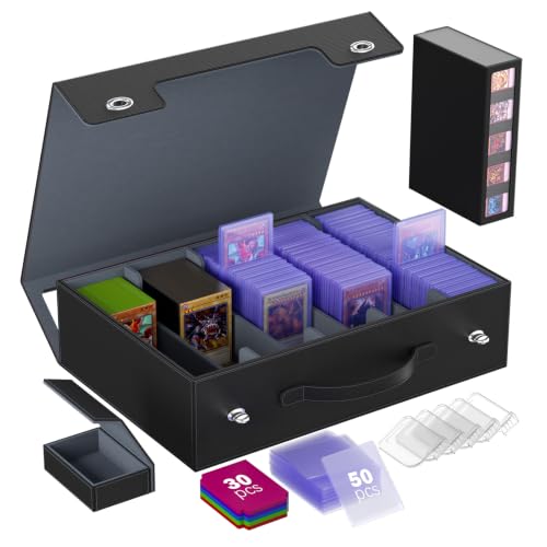 Gomyrod 5 Row 800+ Trading Card Storage Box with Commander Display - color: Black/Grey, size: 800+