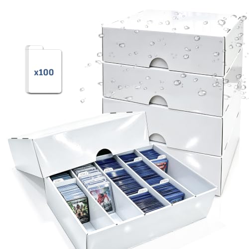 4-PACK Trading Card Storage Box 5 Row for 5000ct TCG / 3000ct Sports Cards - size: 5 ROW-4PACK