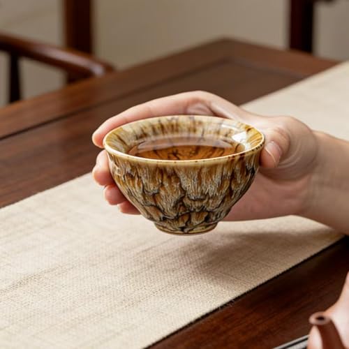 Ceramic Tea Cup, Chinese Kung Fu Tea Set, Japanese Cup, Gift Box Packaging for Birthday, Father's Day, Christmas (5 Color Bowl cup) - color: 5 Color Bowl cup
