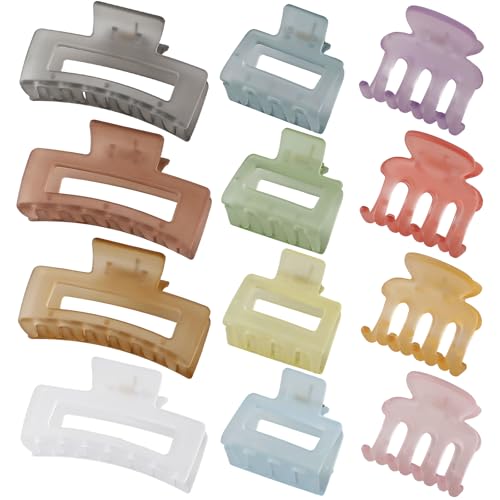 SMKSL 12 Pcs Hair Claw Clips for Women & Girls 3 Styles Hair Accessories - color: Ice Cream