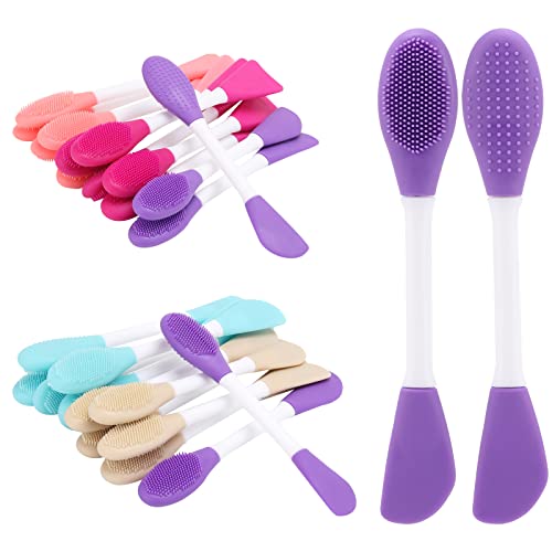 20 Pcs Silicone Face Mask Applicator, 2 in 1 Double-Sided Facial Scrubber Brush Tool, Double-Head Manual Cleansing Brush for Deep Gentle Exfoliating - size: 20Pcs