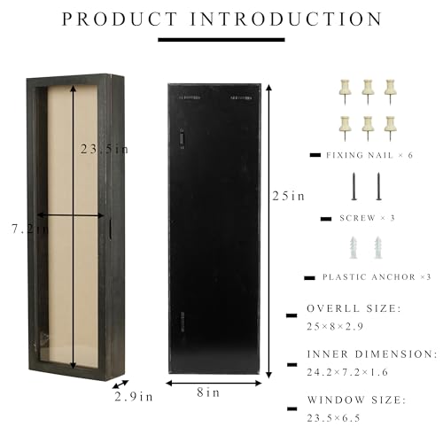 Freezing point Shadow Box Frame 8x25 Flower Shadow Box Pin Display Case Cabinet Picture Frame with Linen Back Memorabilia Awards Medals Badge Bouquet Wedding Memory Box for Keepsakes Long Black - color: Black, size: 8×25