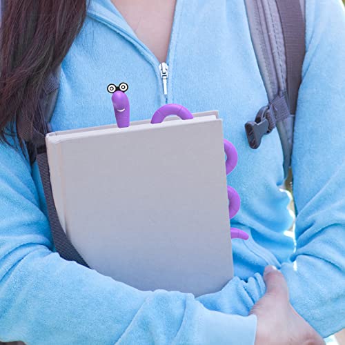 Funny Bookworm Clip Bookmarks for Kids - Purple - color: Purple