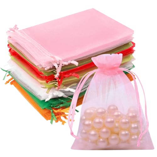 50PCS Organza Bags 3x4 Multicolor, Small Gift Bags for Jewelry Candy Goodie Treat Sachet, Mesh Gift Bag Drawstring for Wedding Baby Shower Party Favors, Halloween Gifts Wrapping Supplies - color: 10 Colors