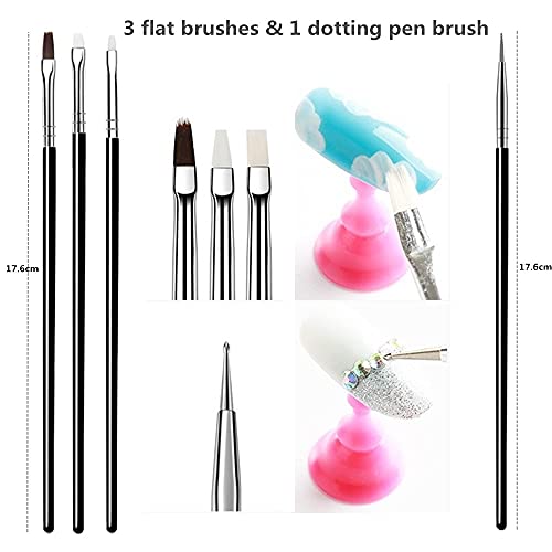 FULINJOY 20PCS Nail Art Design Tools, 15PCS Painting Brushes Set (Black) with 5PCS Dotting Pens